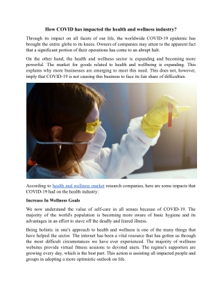 How COVID has impacted the health and wellness industry.