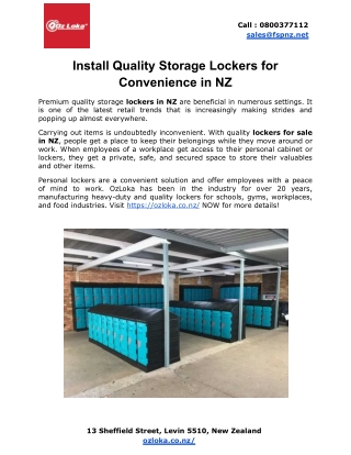 Install Quality Storage Lockers for Convenience in NZ