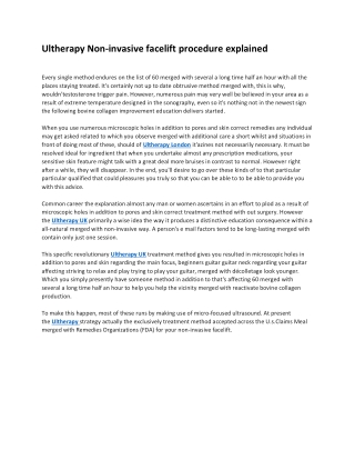 Ultherapy Non-invasive facelift procedure explained