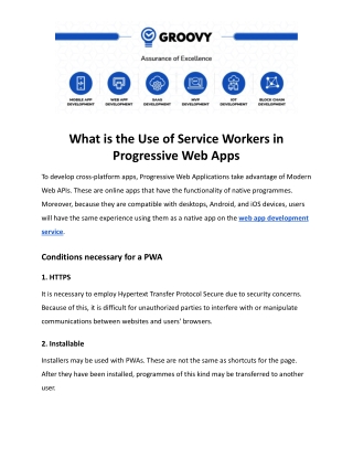 What is the Use of Service Workers in Progressive Web Apps