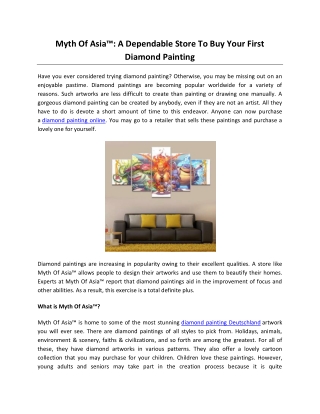 Myth Of Asia™: A Dependable Store To Buy Your First Diamond Painting