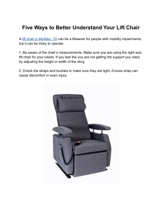 Five Ways to Better Understand Your Lift Chair