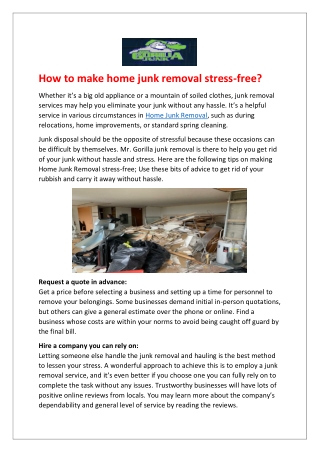 How to make home junk removal stress-free?