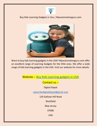 Buy Kids Learning Gadgets in Usa  Myautomationguru