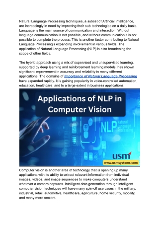 Applications of NLP in Computer Vision
