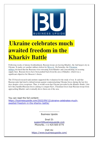 Ukraine celebrates much awaited freedom in the Kharkiv Battle