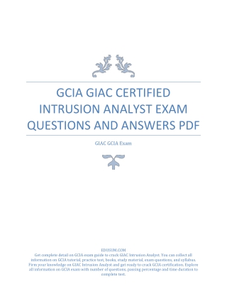 GCIA GIAC Certified Intrusion Analyst Exam Questions and Answers PDF