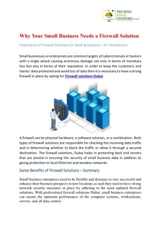 Why Your Small Business Needs a Firewall Solution