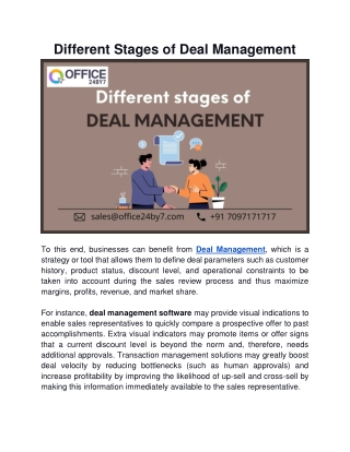 Different stages of deal management