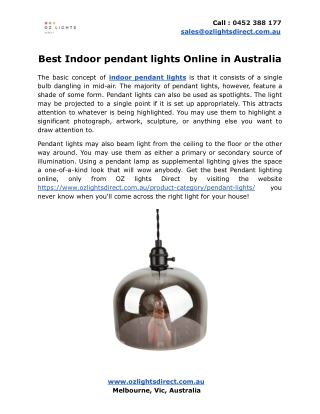 Best Indoor pendant lights Online in Australia