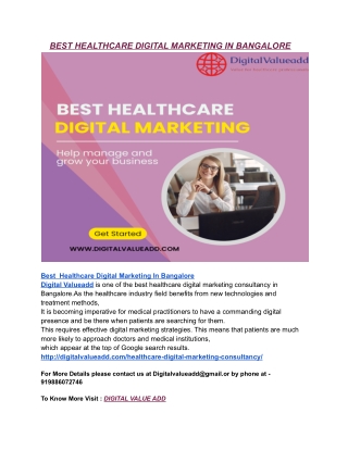 BEST HEALTHCARE DIGITAL MARKETING IN BANGALORE