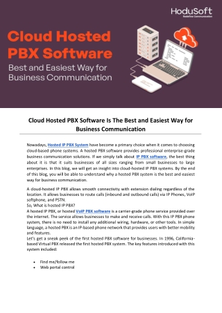 Cloud Hosted PBX Software Is The Best and Easiest Way for Business Communication