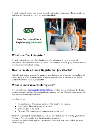 How Do I Use a Check Register in QuickBooks?