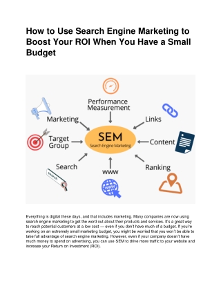 How to Use Search Engine Marketing to Boost Your ROI When You Have a Small Budget