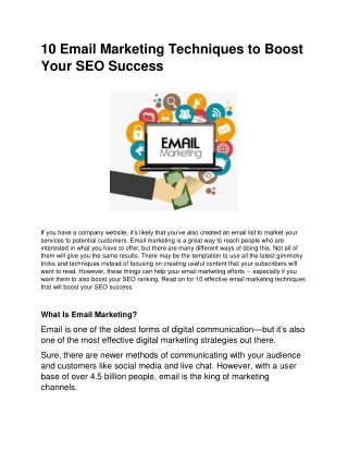 10 Email Marketing Techniques to Boost Your SEO Success