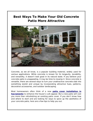 Best Ways To Make Your Old Concrete Patio More Attractive