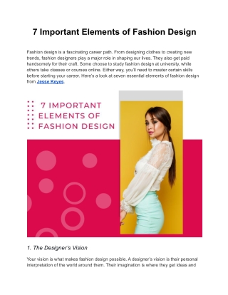 7 Important Elements Of Fashion Design