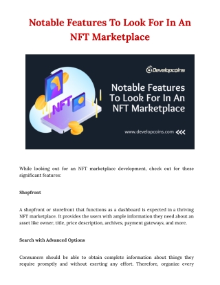 What Are The Important Features Of NFT Marketplace?