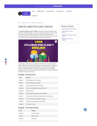 CBSE Syllabus for Class 7 English