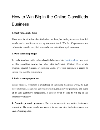How to Win Big in the Online Classifieds Business