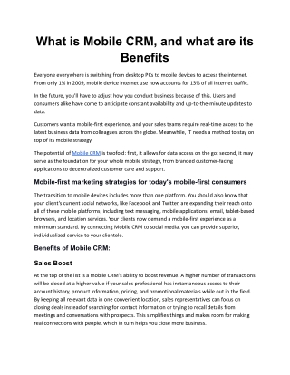 What is Mobile CRM, and what are its Benefits