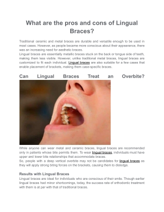 What are the pros and cons of Lingual Braces | Dentist in Mumbai