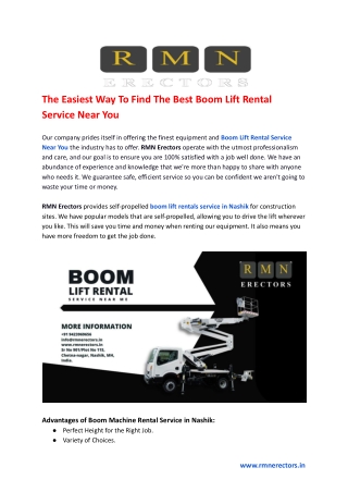 The Easiest Way To Find The Best Boom Lift Rental Service Near You