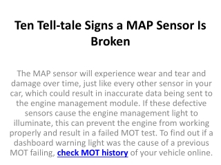 Ten Tell-tale Signs a MAP Sensor Is Broken