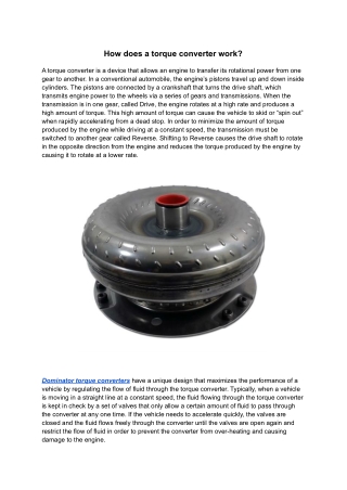 How does a torque converter work