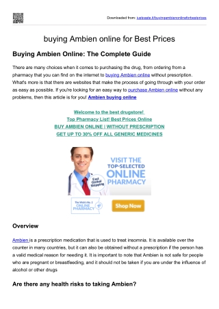 buying Ambien online for Best Prices