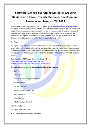 Global Software Defined Everything Market Opportunities and Forecast 2020-2027