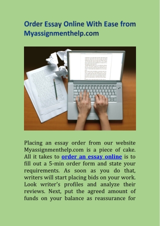 Order Essay Online With Ease from Myassignmenthelp