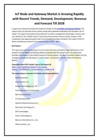 Global IoT Node and Gateway Market Opportunities and Forecast 2020-2027