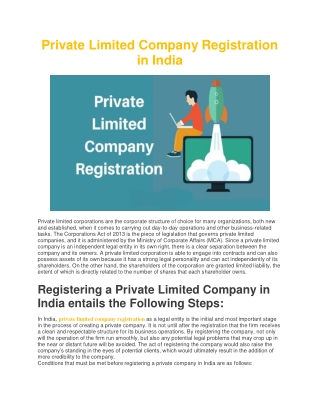 Private Limited Company Registration in India