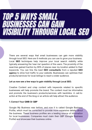 Top 5 Ways Small Businesses Can Gain Visibility through Local SEO