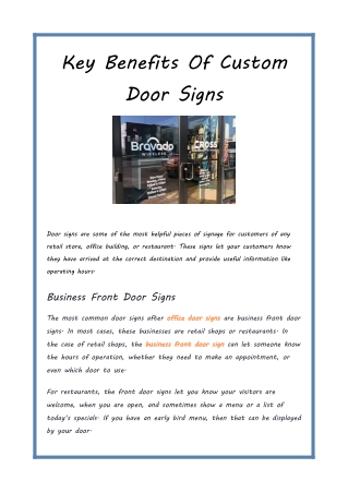 Key Benefits Of Custom Door Signs