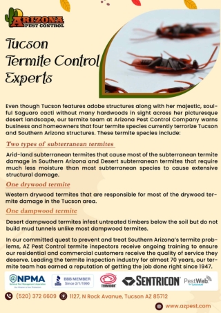 Tucson commercial pest control