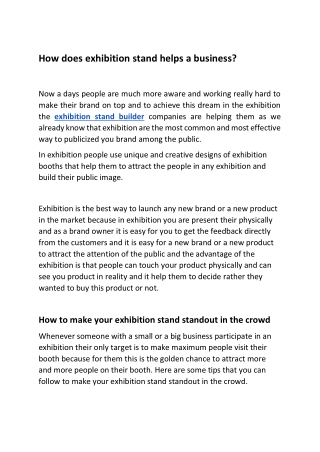 Exhibition stand builder