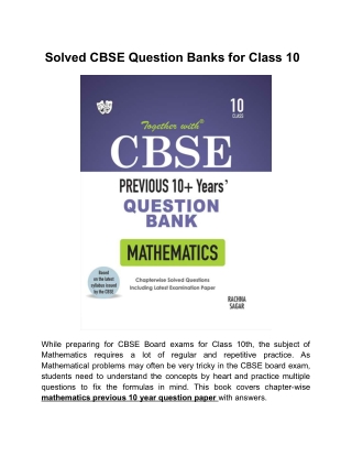 Solved CBSE Question Banks for Class 10