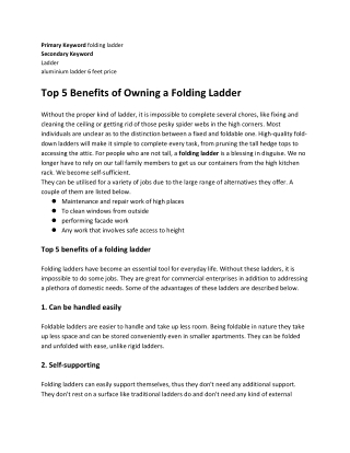 Top 5 Benefits of Owning a Folding Ladder