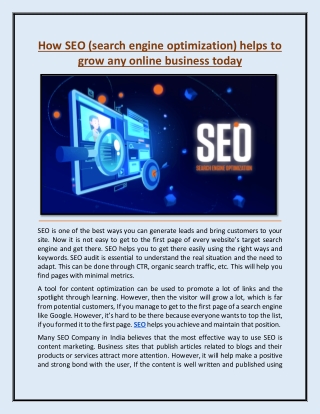 How SEO (search engine optimization) helps to grow any online business today