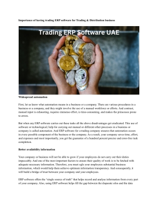 Trading ERP Software UAE