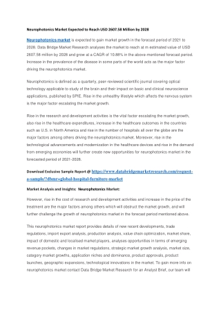 Neurophotonics Market Expected to Reach USD 2607.58 Million by 2028
