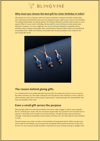 Why must you choose the best gift for sister birthday in India?