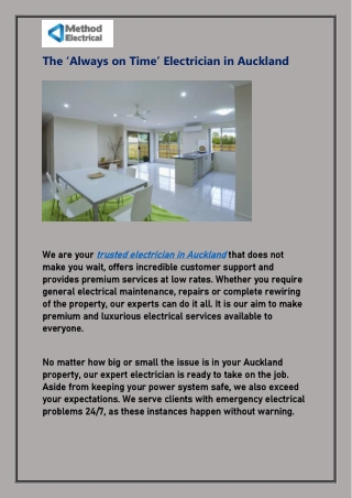 The ‘Always on Time’ Electrician in Auckland
