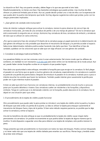De qué forma abrir una puerta sin llaves