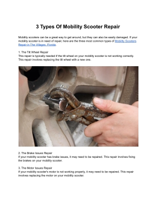 3 Types Of Mobility Scooter Repair
