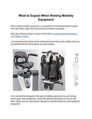What to Expect When Renting Mobility Equipment