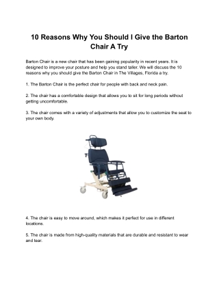 10 Reasons Why You Should I Give the Barton Chair A Try