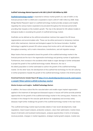 Scaffold Technology Market Expected to Hit USD 2,254.07 USD Million by 2029